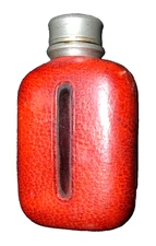 Antique Pewter And Leather Whisky Flask With See-Through Center Windows