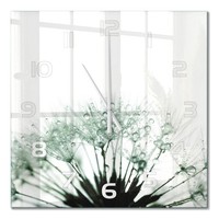 Glas-Wanduhr Aus GehäRtetem Glas Glasuhr LöWenzahnsamen WeißE Zeiger 60X60 Cm