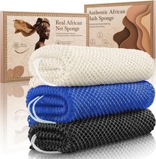 African Net Sponge Authentic 3 Pieces Gentle Exfoliating Body Scrubber Bath Spon