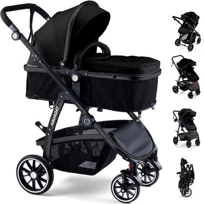 Baby Stroller, 2-in-1 Reversible Toddler Seat with Lie-Flat Mode, Foldable In...