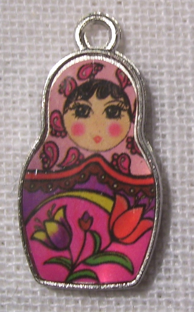 Lot De 4 Pendentifs Breloques Poupée Russe Matriochka Argentée 22x9mm - Neuf, Pour Bijoux DIY