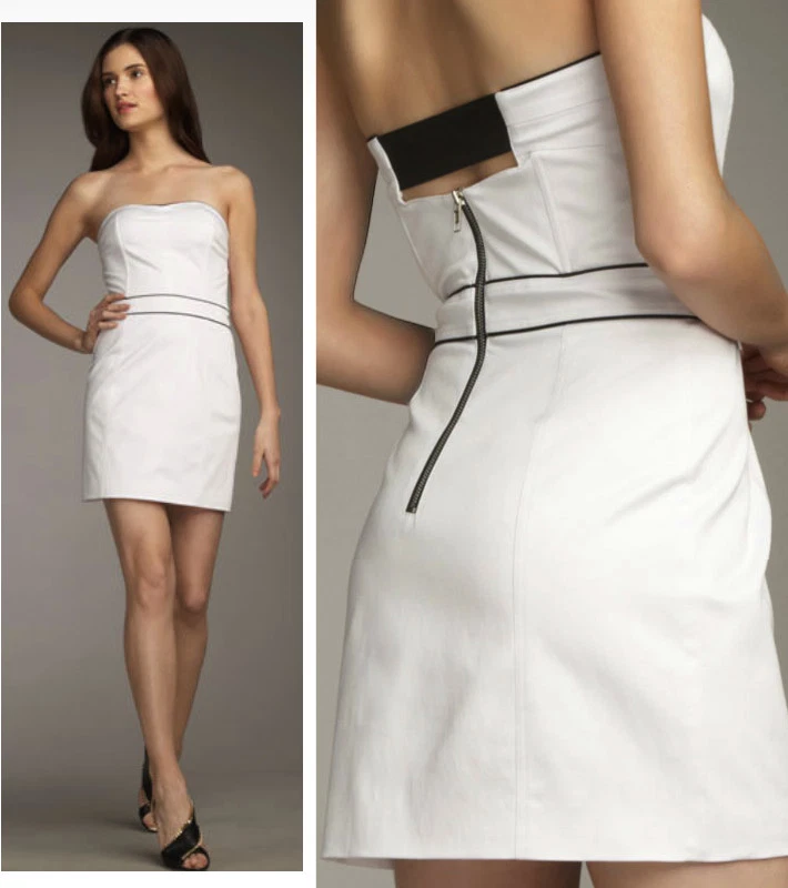 2b. Vestido sem alças Rych Optic branco contraste tubulação recortada nas costas - Imagem 2 de 2