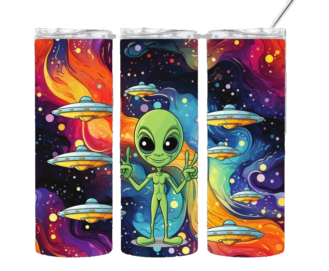 Alien UFO Space 20oz Skinny Tumbler Insulated Travel Mug Cup Tumblr | eBay