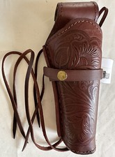 Western Express Cowboy Leather Gun Holster Right Brown Tooled .45 Caliber