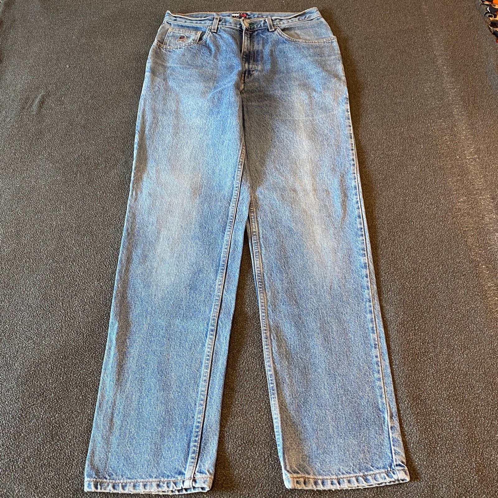 Tommy Hilfiger Embroidered Patch Y2K Jeans Size 32x33 Vintage Style