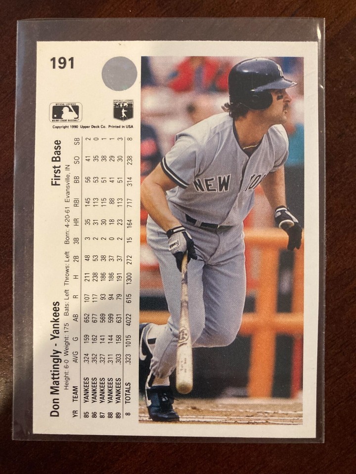 Don Mattingly New York Yankees 1990 Upper Deck Baseball Card 191 EBay don-mattingly-new-york-yankees-1990-upper-deck-baseball-card-191-ebay