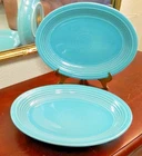 Vintage Pair 2  Fiesta Ware Turquoise Blue Oval Serving Platters Fiesta 11 1/2”