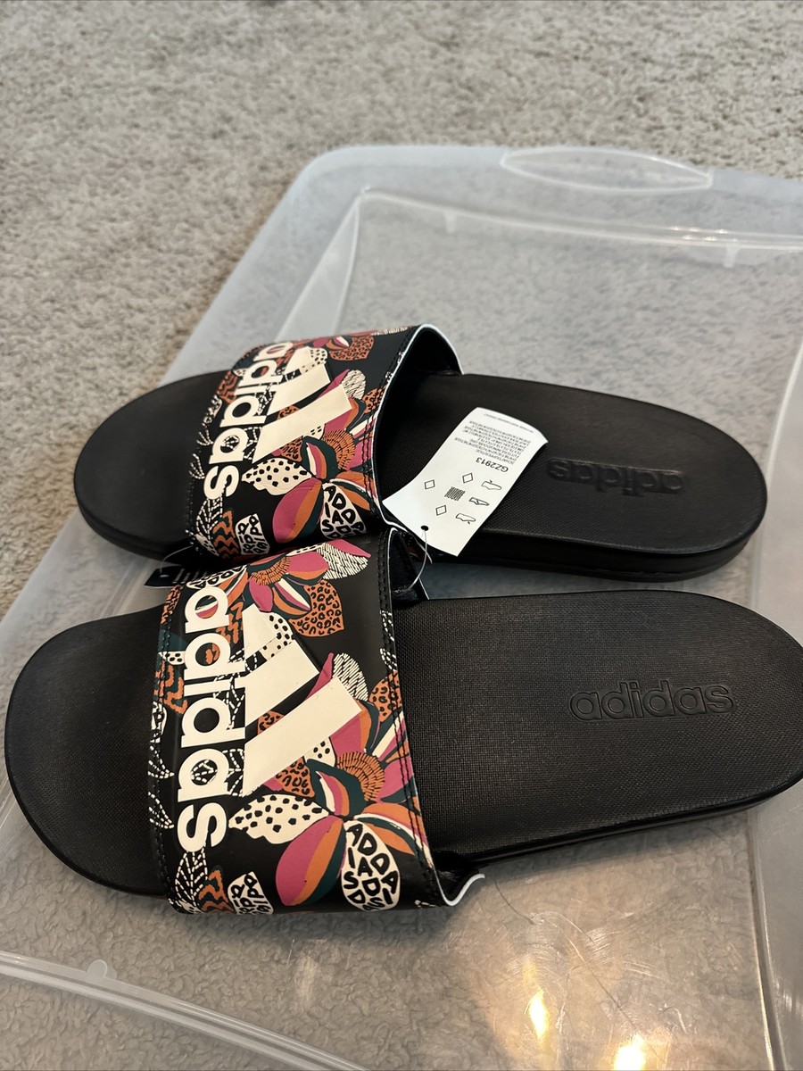 Adidas Adilette Lite Women's Slides Core Black-Wonder White-Pink Floral  GZ2913 | eBay