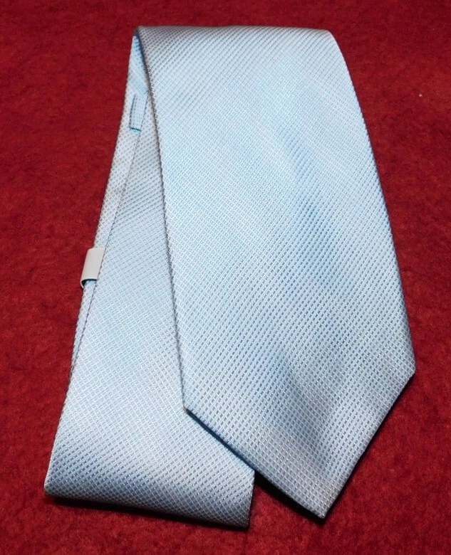 EAGLE SHIRTMAKER LIGHT BLUE/WHITE CROSS STRIPED TIE - NWT - TIES - DESIGNER TIES - Image 2 of 3
