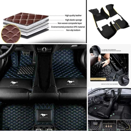 For Ford Mustang Coupe/Convertible Car Floor Mats & Trunk Mat Waterproof Carpets - Picture 10 of 52