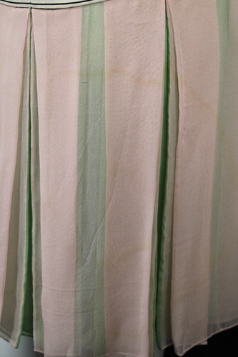 GALANOS Vintage Green & Pink Striped Pleated A-Line Mini Dress 6 - Picture 4 of 12