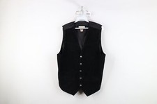 Vintage 90s Streetwear Mens Large Western Cowboy Buckle Back Suede Leather Vest