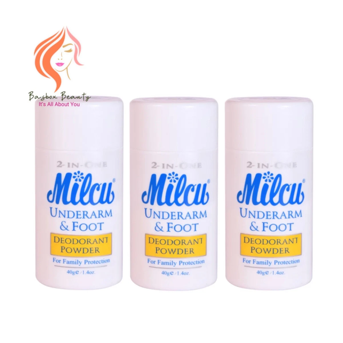 Milcu Underarm & Foot Deodorant Powder, 40 Grams