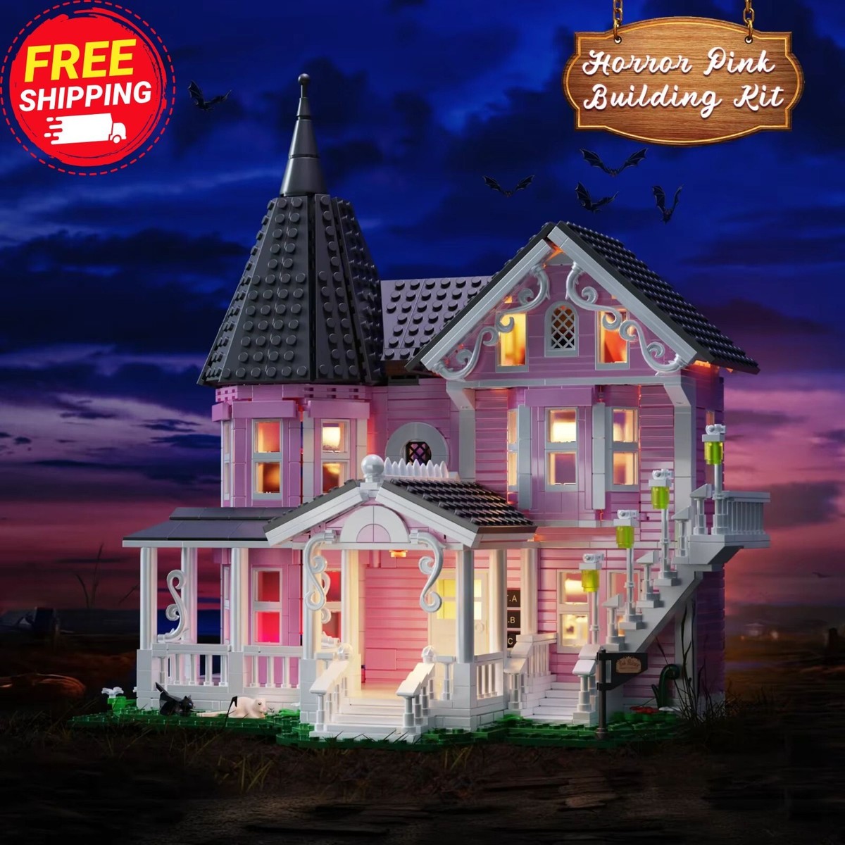 🏰 Coraline Pink Palace Building Blocks Set – Collectible Movie