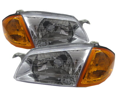 SpeedProtege BJ 1998-2000 4D/5D Clear Headlight Headlamp CHROME V2 for MAZDA LH