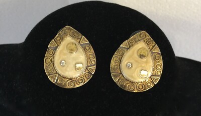 Lot De 2 Paires De Boucles D'oreilles Années 60 - Cuivre émaillé, Vintage