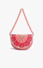 America & Beyond Cresent Pink Lemon Embellished Shoulder Bag