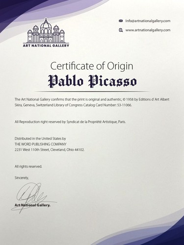 Pablo Picasso - Original Signed Print with COA and $3,500 Appraisal-. - Picture 10 of 13