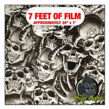 Hydrographic film Kiwi Terry Demented Skulls 7' x 20" hydro dip dipping