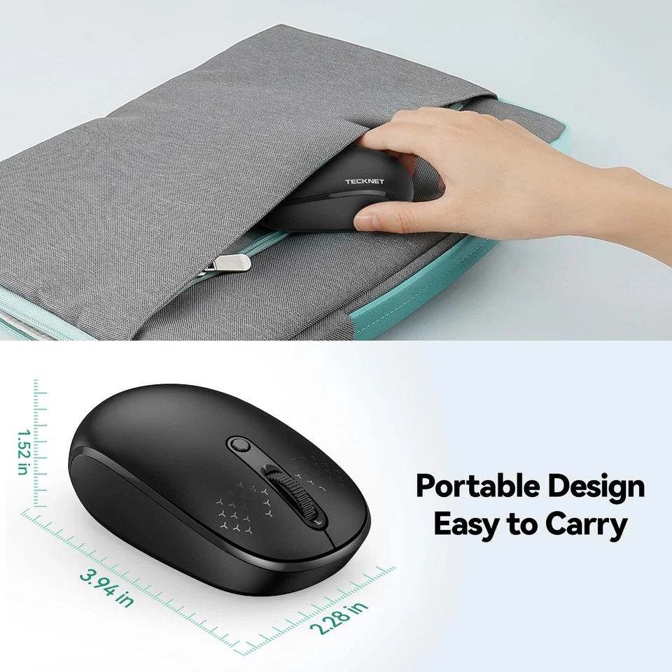 TECKNET Wireless Mouse for Laptop, 2.4GHz USB Mini Cordless Small Black Tkms006 - Image 4 of 4