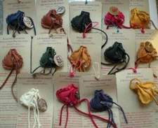 Leather Pocket-size Crystal Medicine Bag with Stones