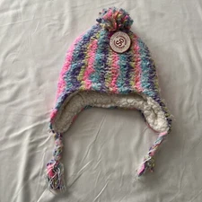 So Brand Knit Beanie Hat Tassles Multi Color NWT