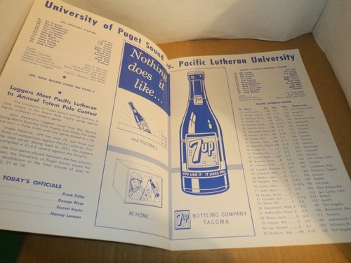 1960 PUGET SOUND vs PACIFIC LUTHERAN FOOTBALL GAME PROGRAM LOGGERS LUTES UPS PLU - Picture 6 of 7