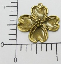 30303          2 Pc  Brass Oxidized Victorian Dogwood Charm Jewelry Finding
