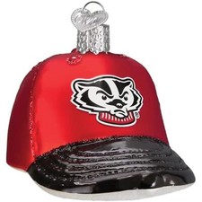 Old World Christmas Blown Glass Ornament, Wisconsin Badgers Baseball Cap