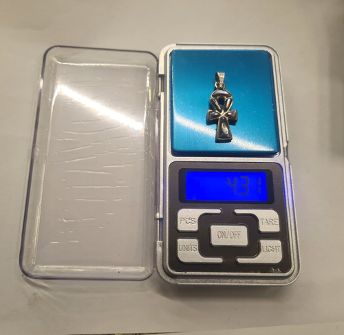 Ciondolo chiave della vita Ankh in lega d'argento artigianale con pietre, 4,31 g - Foto 12 di 12