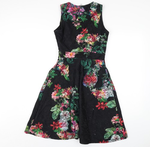 Red Herring Womens Multicoloured Floral Polyester A-Line Size 8 V-Neck Zip - Picture 2 of 10