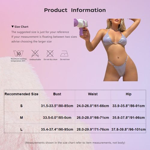Damen Bikini Sets Sexy Glitzer BH mit Thongs Bademode Badeanzug Summer Beachwear - Picture 14 of 60