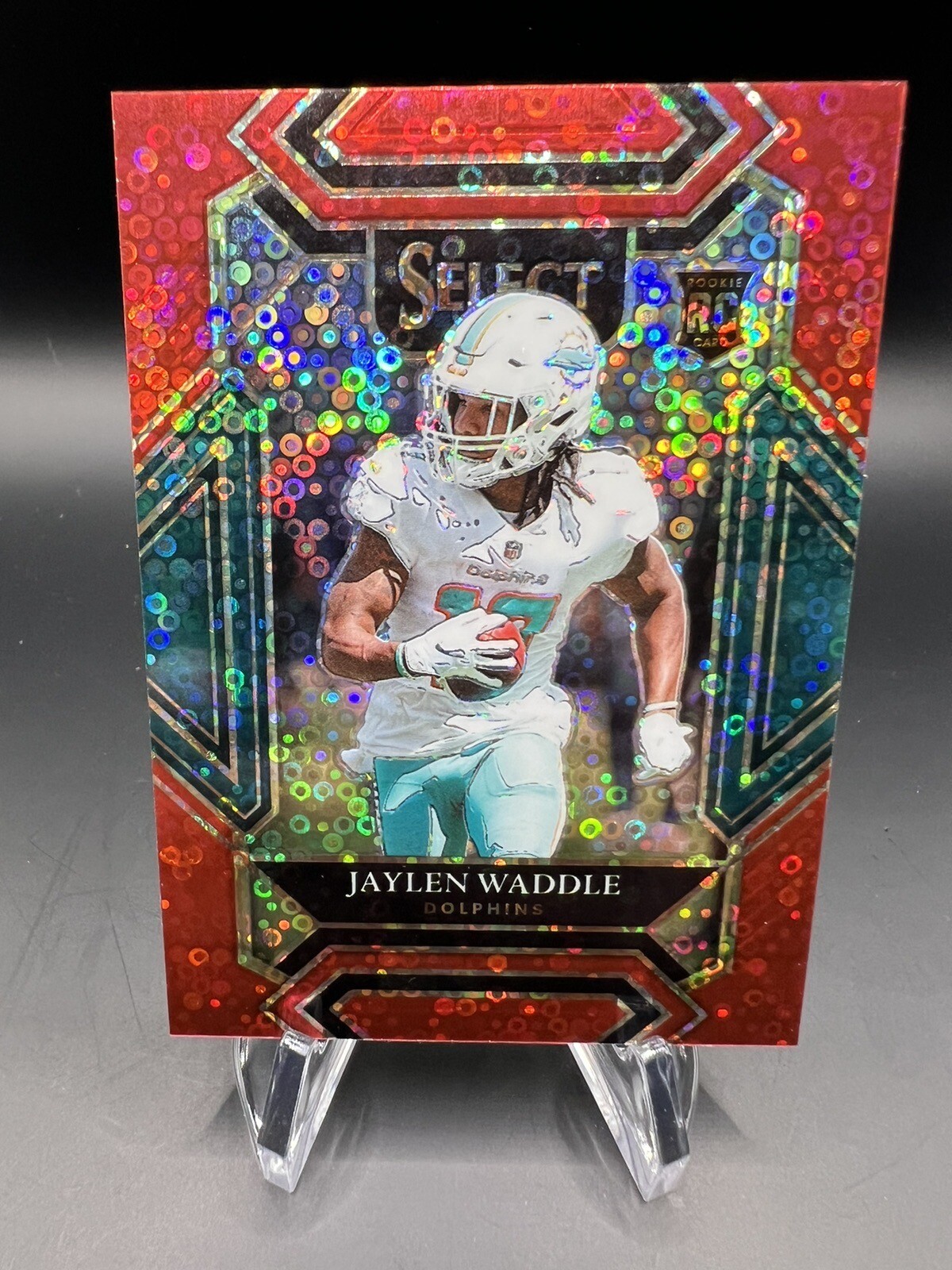 2021 Panini Select Club Level Red Disco Prizm /49 Jaylen Waddle #248 Rookie (RC)