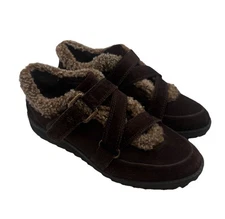 Stuart Weitzman Women 6 Warm Booties Sneakers Brown Suede Sherpa Cabincore SPAIN