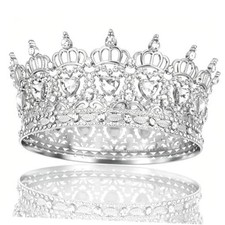Crown for Women, Silver Queen Crown Princess Tiara 1 Count Pack of 1 silver