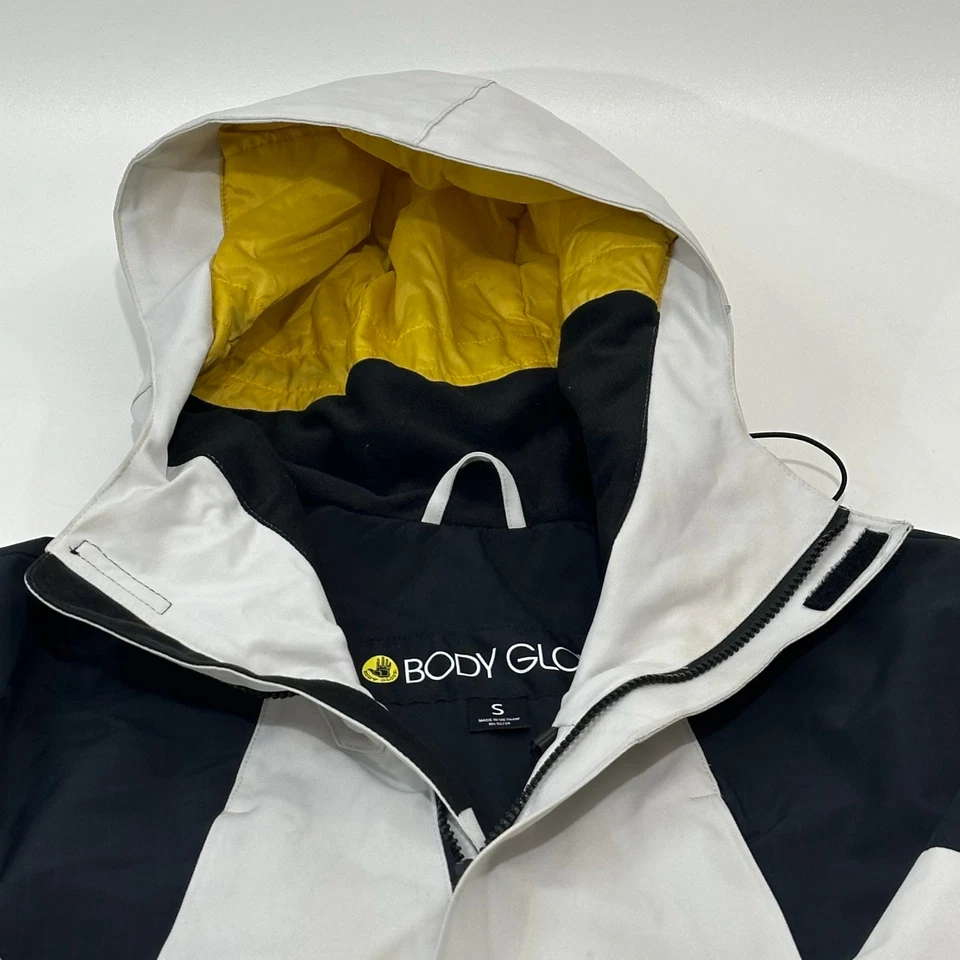 Body Glove Hombre Chaqueta con Capucha Blanco/Negro Amarillo Forrado Abrigo de Invierno, Talla S Foto 2 de 4
