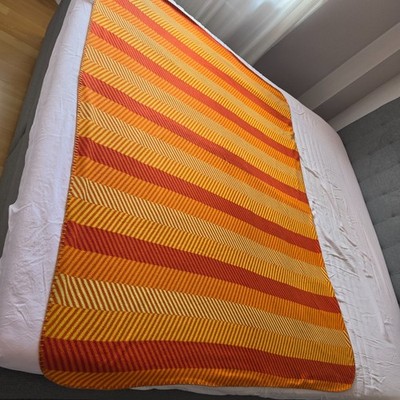 Wohndecke Tagesdecke   Fischgräte Muster   Gelb Orange Rost   170 cm x 130 cm