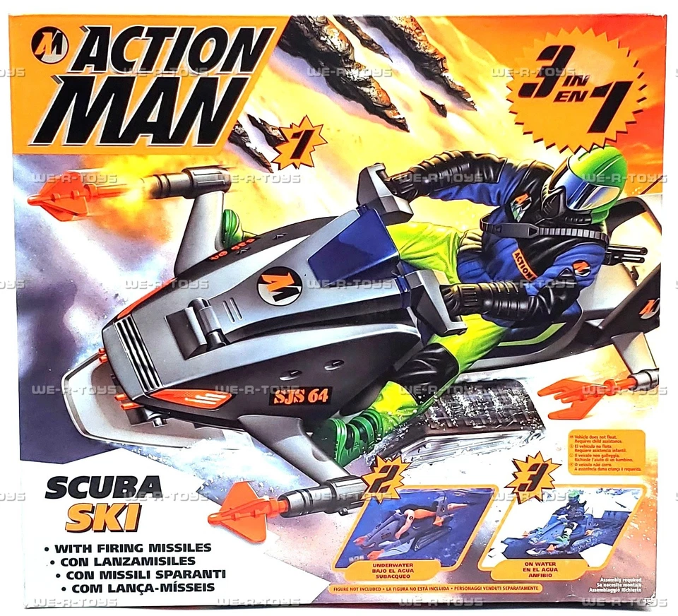 Action Man Scuba Ski with Firing Missiles 3 in 1 Vehicle 1995 Hasbro #27563 - Image 2 of 4