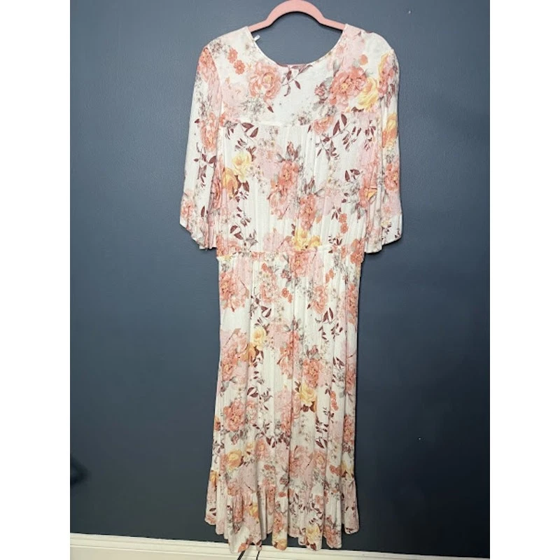 American Rag Dress Women's Size 1x Boho Floral Cottagecore High Low Maxi Bell - Image 2 of 4