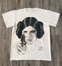 VINTAGE PRINCESS LEIA STAR WARS BIG FACE STIPPLE ART T SHIRT TEE 1995