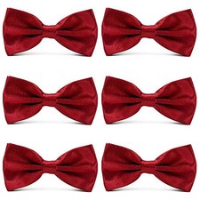 Men's Bowties Formal Satin Solid - 6/12 Pack Bow Ties Pre-tied 6pk-burgundy