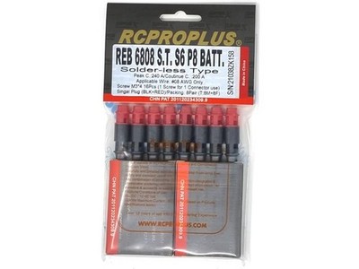 RCPROPLUS PRO S6 6mm lötfrei (8M, 8F, rot/schwarz Gehäuse) Batterieseite
