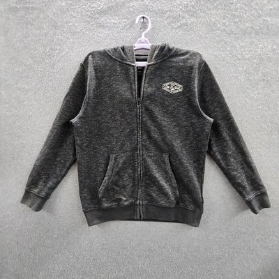Vans Women Hoodie L Charcoal Gray Logo Skateboard Full Zip VN0A36MUBLK