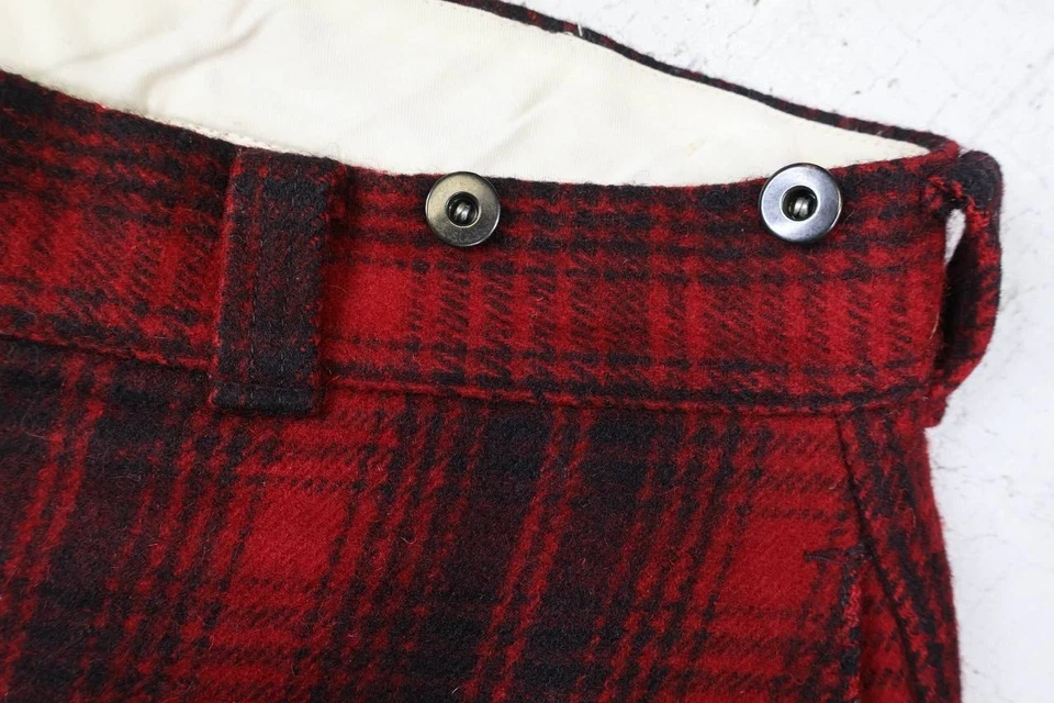 Vintage Wool Black/Red Woolrich Hunting Pants Sz 38x31 Cuff Patch Knee & Seat - Image 4 of 4