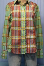 Robert Graham 100 cotton multicolor plaid l/s button front shirt w/embroidery L