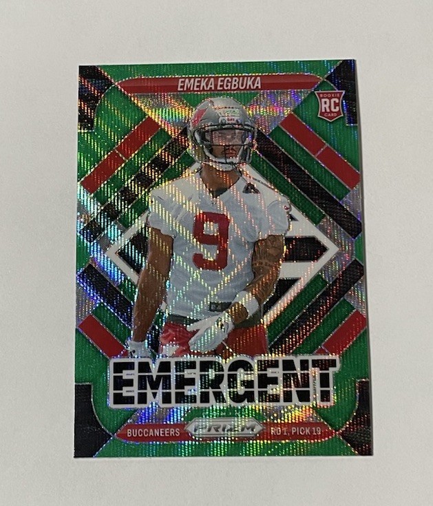 🔥2025 Prizm Emergent #3 EMEKA EGBUKA RC - Green Wave Prizm - Tampa Bay🔥