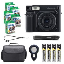 Fujifilm Instax Wide 400 Camera Jet Black w/ Case 100 Wide Film