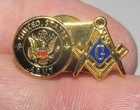 United States Army Masonic Lapel Tac Stick Stud Blue & Gold Compass Square Pin — photo 1