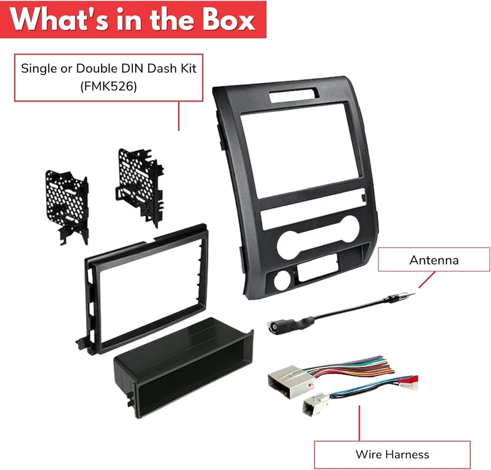 Single or Double DIN Radio Complete Dash Kit, 2009-2014 Ford F-150 with Antenna - Image 3 of 3