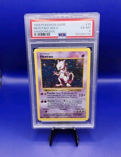 Mewtwo 10/102 Shadowless Base Set Holo Pokemon Card 1999 WOTC TCG Graded PSA 6